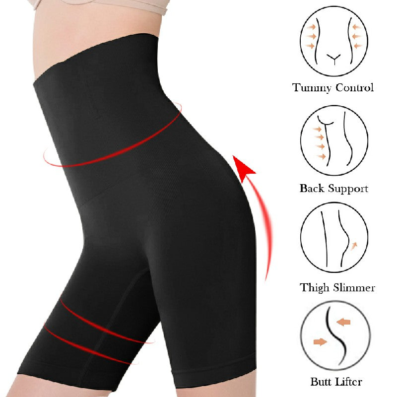 Women High Waist Fat Burner Body Slimming Shaper Tummy Control Shapewear Pants - M/L Black