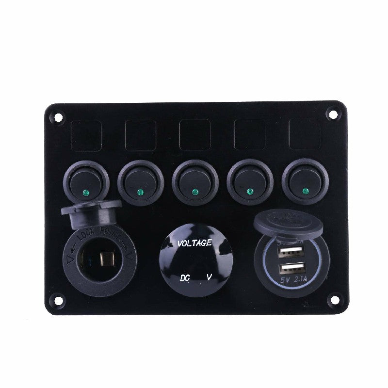 Gang Campervan RV 12V LED Light Switch Control Panel Voltmeter USB Charger CW - Red