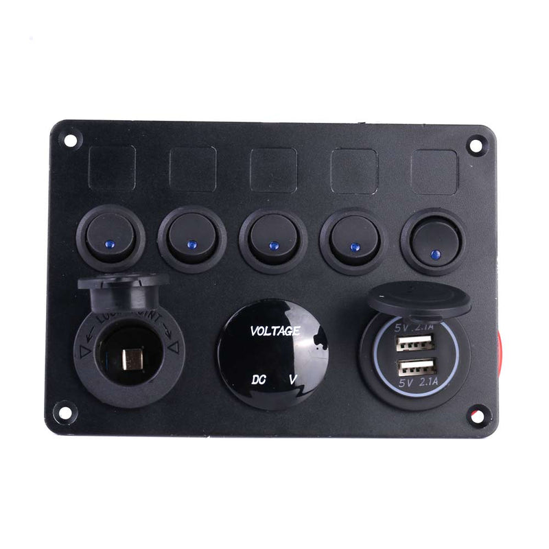 Gang Campervan RV 12V LED Light Switch Control Panel Voltmeter USB Charger CW - Red