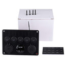 5 Gang Campervan RV 12V LED Light Switch Control Panel Voltmeter USB Charger CW - Green