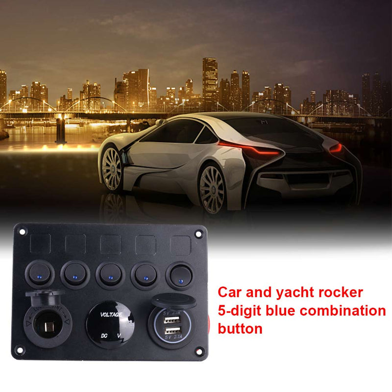 Gang Campervan RV 12V LED Light Switch Control Panel Voltmeter USB Charger CW - Red