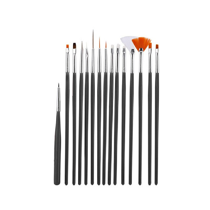 15 pcs Artist Painting Brushes Set Acrylic Oil Watercolour Painting Craft Art - Black