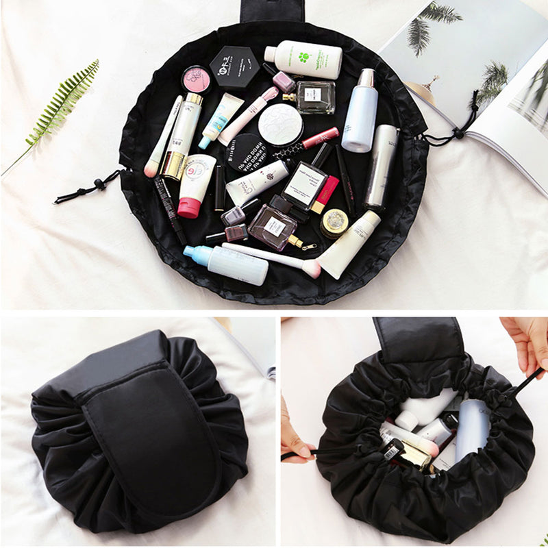 Portable Makeup Drawstring Bags Storage Travel Pouch Cosmetic Bag - Blue