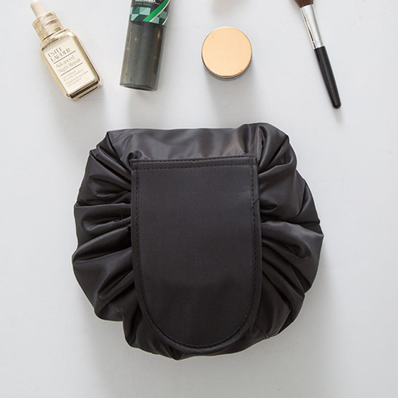 Portable Makeup Drawstring Bags Storage Travel Pouch Cosmetic Bag - Black