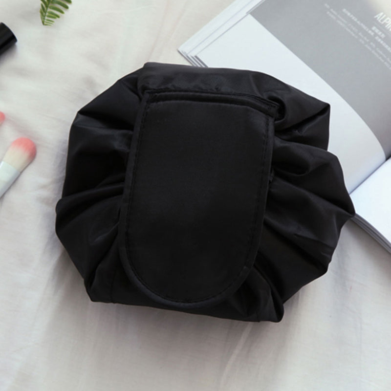 Portable Makeup Drawstring Bags Storage Travel Pouch Cosmetic Bag - Black