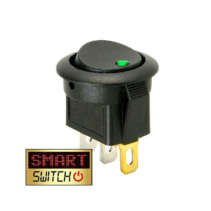 5 pcs ON/OFF Round Rocker Switch LED illuminated Car Dashboard Dash Boat Van 20A 12V - Green Light