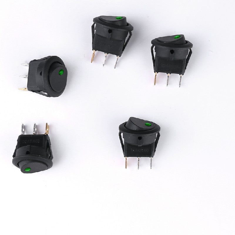 5 pcs ON/OFF Round Rocker Switch LED illuminated Car Dashboard Dash Boat Van 20A 12V - Green Light