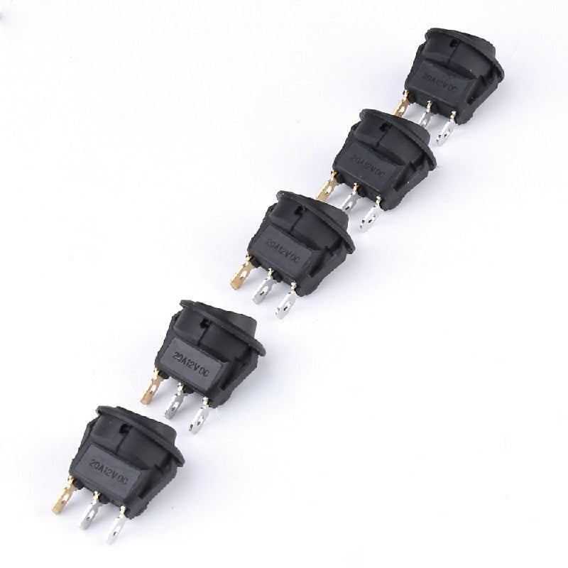 5 pcs ON/OFF Round Rocker Switch LED illuminated Car Dashboard Dash Boat Van 20A 12V - Green Light