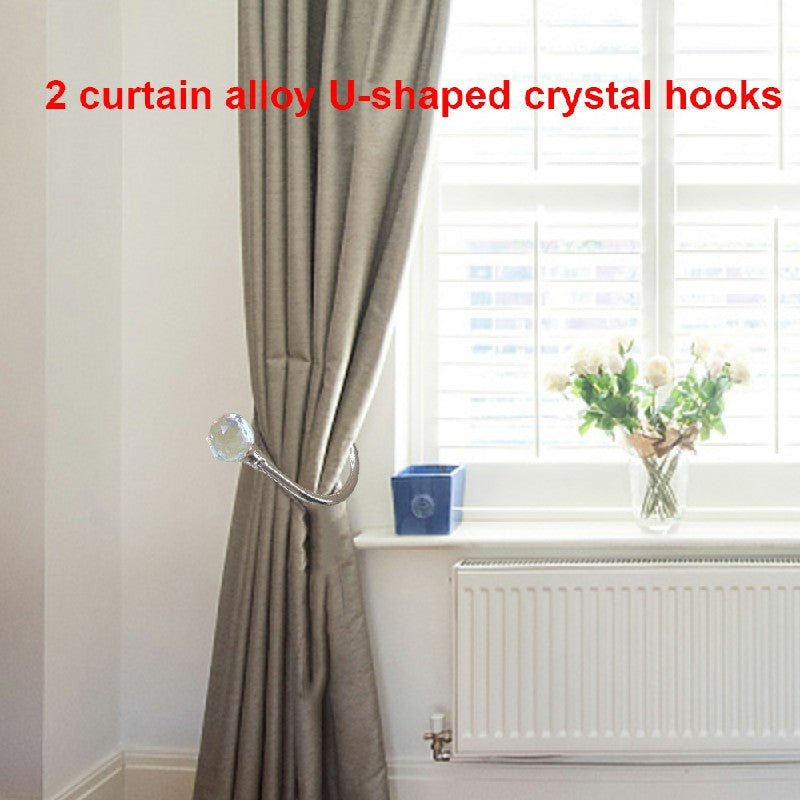 2 pcs Window Curtain Hold Backs Tie Back Hooks Crystal Metal Sliver Holdback Holder - Silver