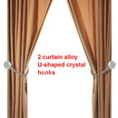 2 pcs Window Curtain Hold Backs Tie Back Hooks Crystal Metal Sliver Holdback Holder - Silver
