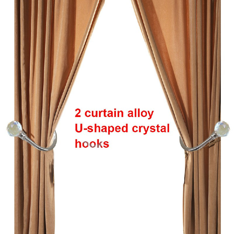 2 pcs Window Curtain Hold Backs Tie Back Hooks Crystal Metal Sliver Holdback Holder - Silver