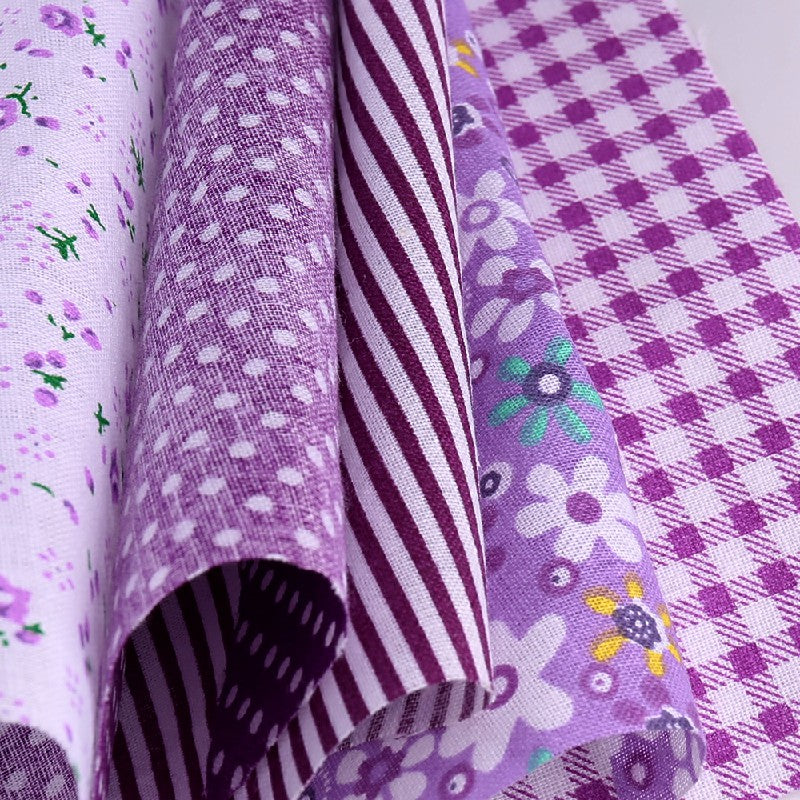 5pcs 50x50cm Cotton Fabric Assorted Pre-Cut Fat Quarters Bundle DIY Decor - Purple