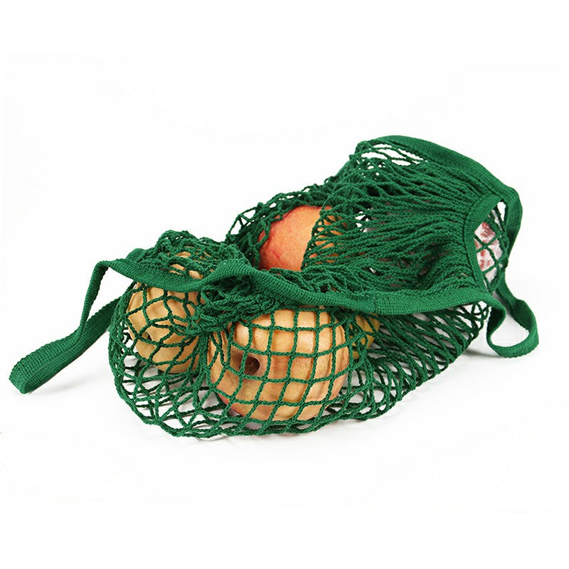 Reusable Mesh Net Turtle Bag Braided Shopping Fruit Storage Handbag Totes - Green