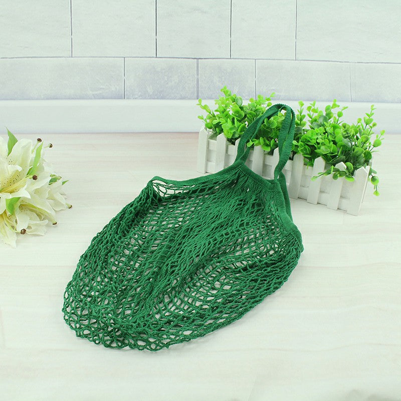 Reusable Mesh Net Turtle Bag Braided Shopping Fruit Storage Handbag Totes - Green