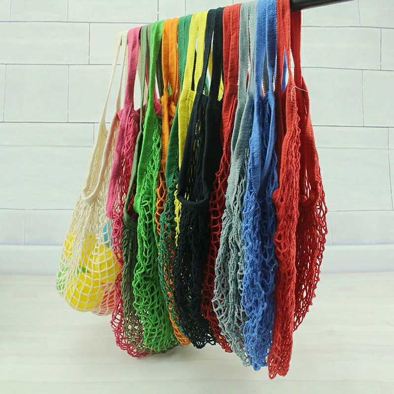 Reusable Mesh Net Turtle Bag Braided Shopping Fruit Storage Handbag Totes - Green