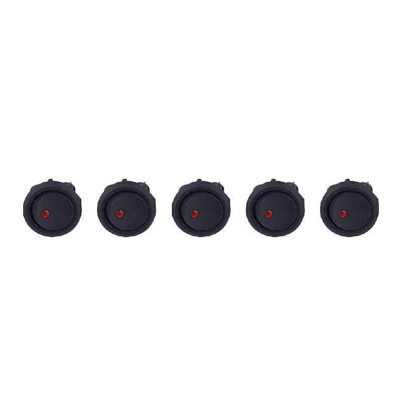 5 pcs ON/OFF Round Rocker Switch LED illuminated Car Dashboard Dash Boat Van 20A 12V - Red Light