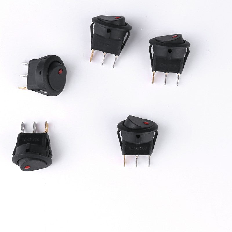 5 pcs ON/OFF Round Rocker Switch LED illuminated Car Dashboard Dash Boat Van 20A 12V - Red Light