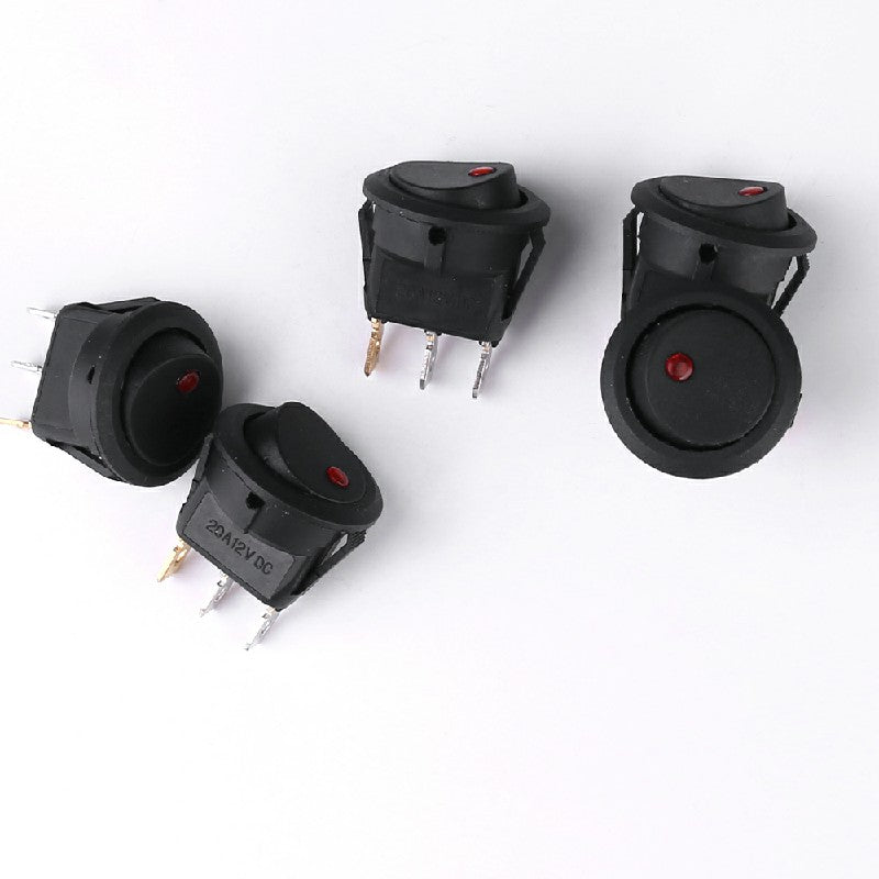 5 pcs ON/OFF Round Rocker Switch LED illuminated Car Dashboard Dash Boat Van 20A 12V - Red Light