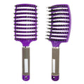 Natural Boar Bristle Detangling Nylon Brush Large Curved Curly Hair Styler - White