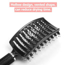 Natural Boar Bristle Detangling Nylon Brush Large Curved Curly Hair Styler - White