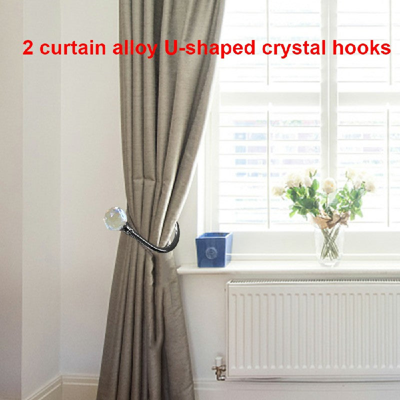 2 pcs Window Curtain Hold Backs Tie Back Hooks Crystal Metal Sliver Holdback Holder - Black