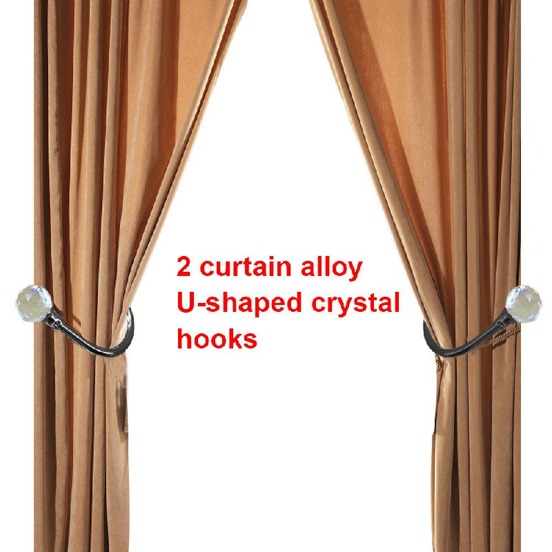 2 pcs Window Curtain Hold Backs Tie Back Hooks Crystal Metal Sliver Holdback Holder - Black