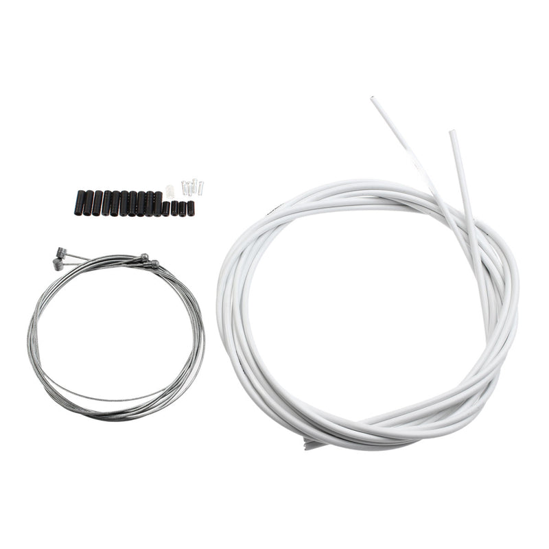 Bike Bicycle Complete Front and Rear Inner Outer Gear Brake Wire Cable Kit - White