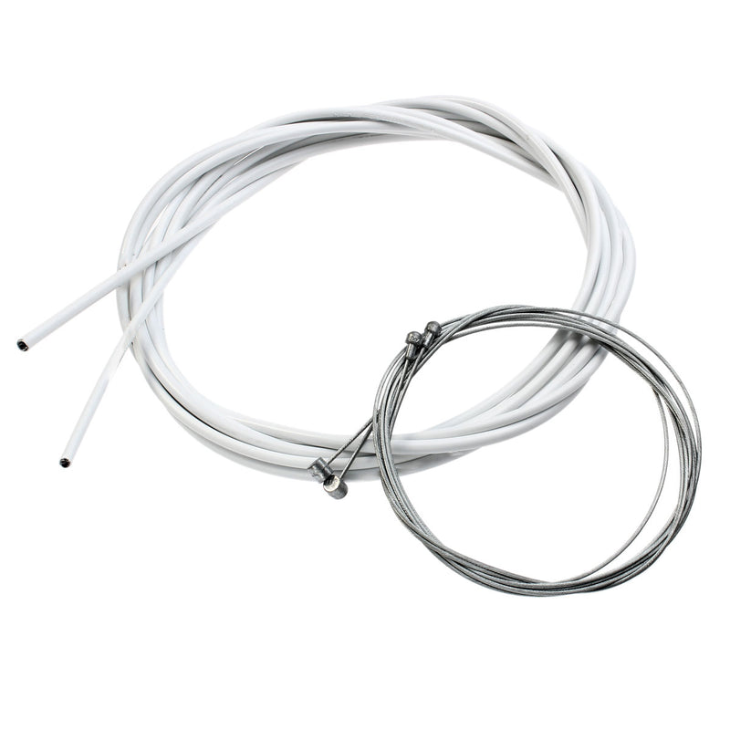 Bike Bicycle Complete Front and Rear Inner Outer Gear Brake Wire Cable Kit - White