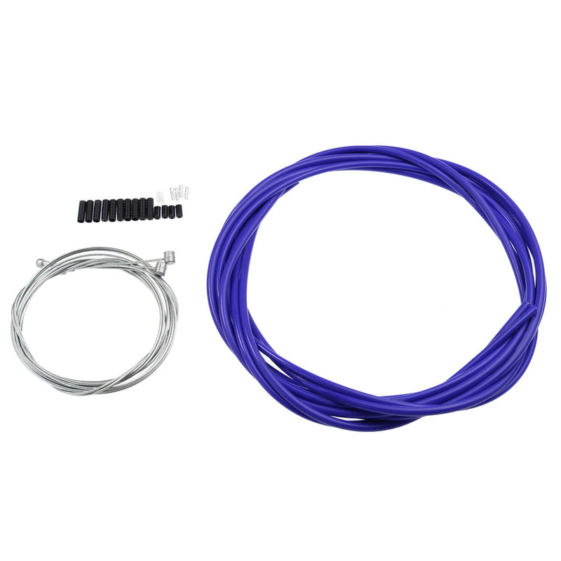 Bike Bicycle Complete Front and Rear Inner Outer Gear Brake Wire Cable Kit - Blue