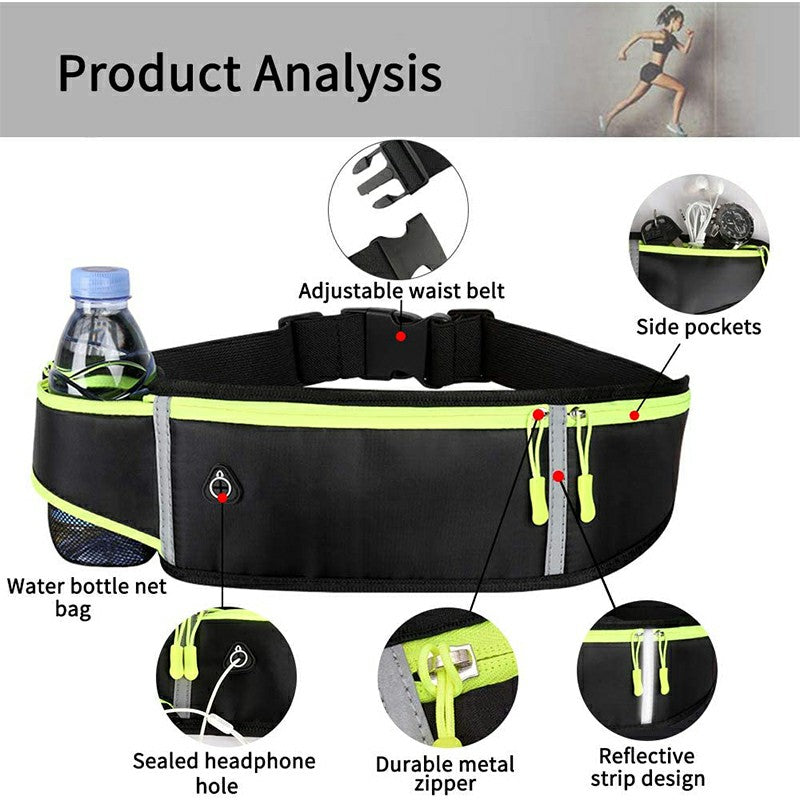 Holder Bag Waterproof Running Pouch Belt Waist Pack Fanny Pack for Bottle - Black