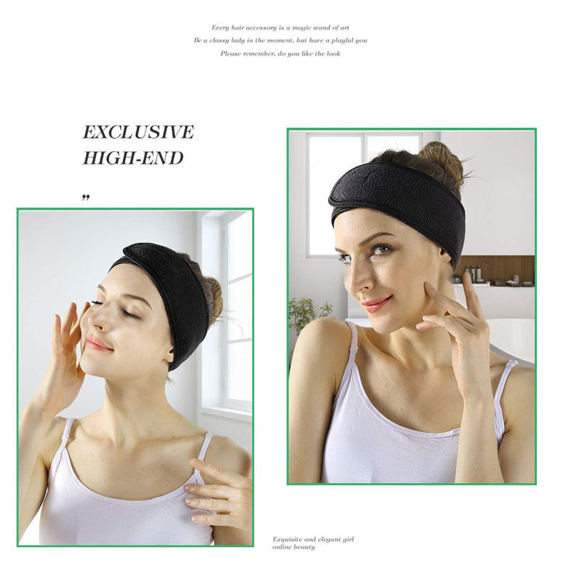 Spa Makeup Yoga Sports Headband Washing Face Hair Hood Sweat-absorbent Turban - Black